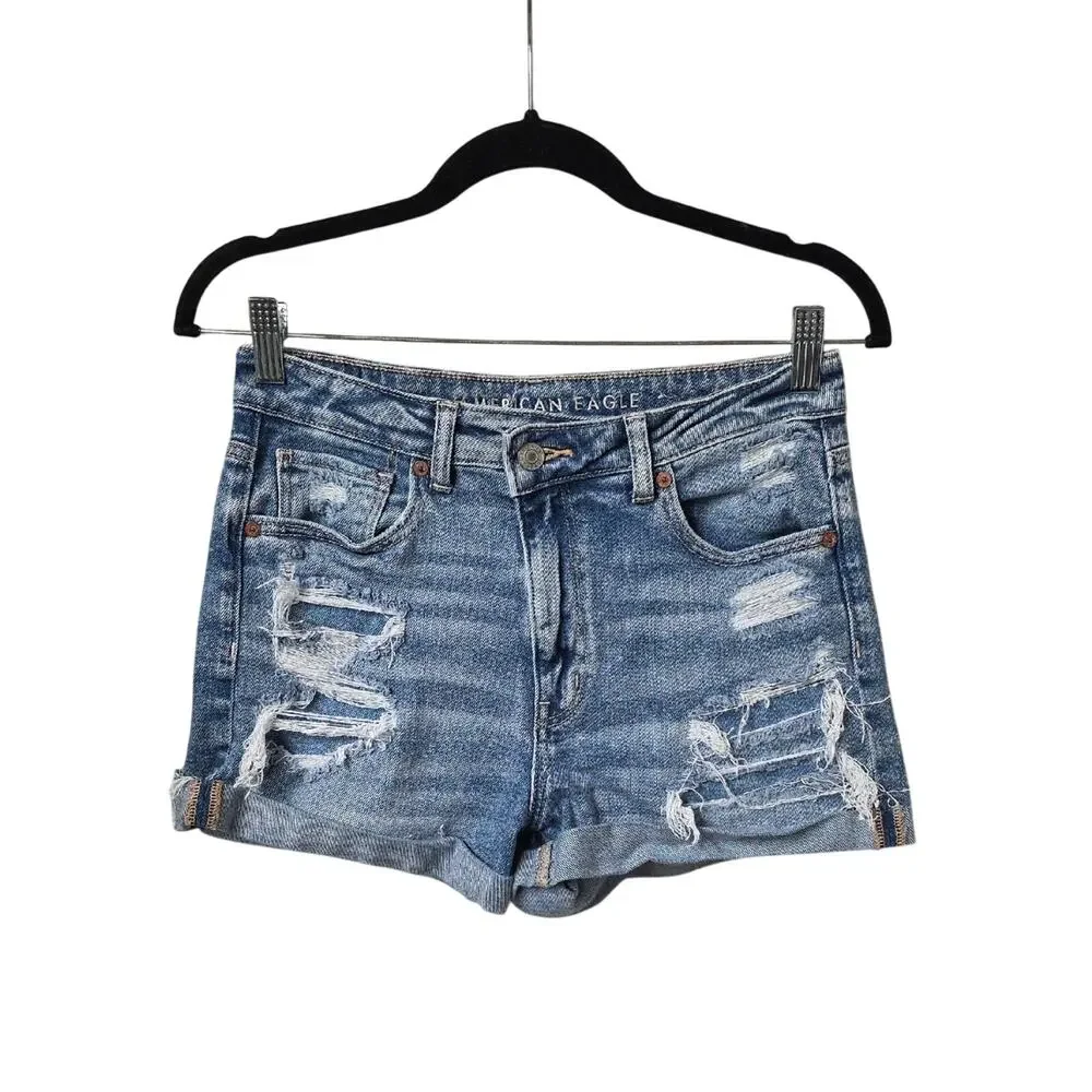 American Eagle Distressed Mom Short Jean Shorts Womens Size 6